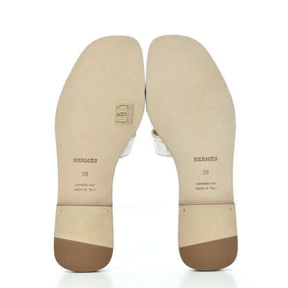 Hermes Matte Niloticus Crocodile Himalaya Oran Sandals 38 Blanc 6 of 11