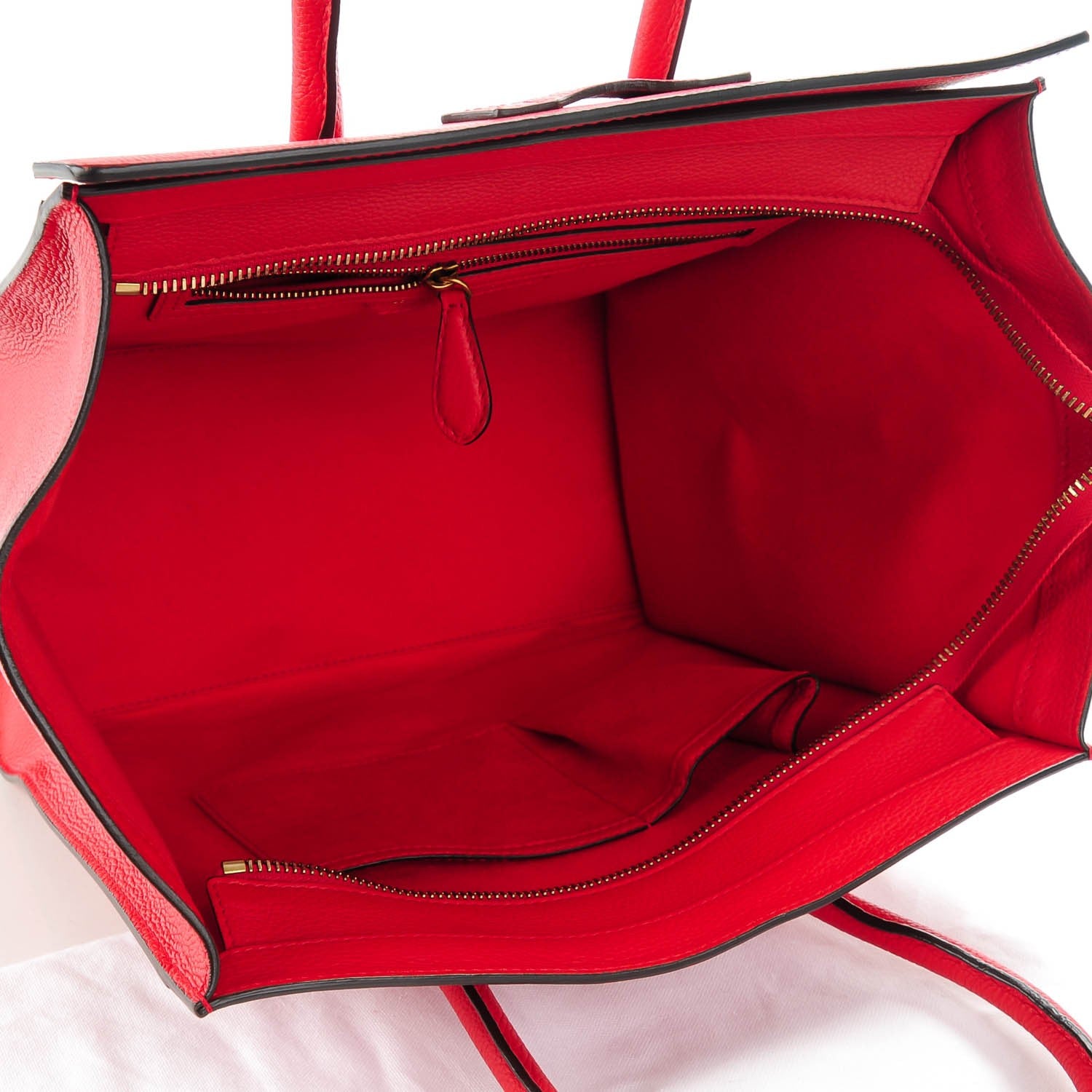 Celine Drummed Calfskin Mini Luggage Coquelicot 5 of 7