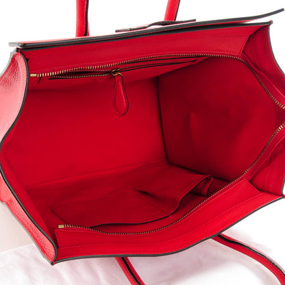 Celine Drummed Calfskin Mini Luggage Coquelicot 5 of 7