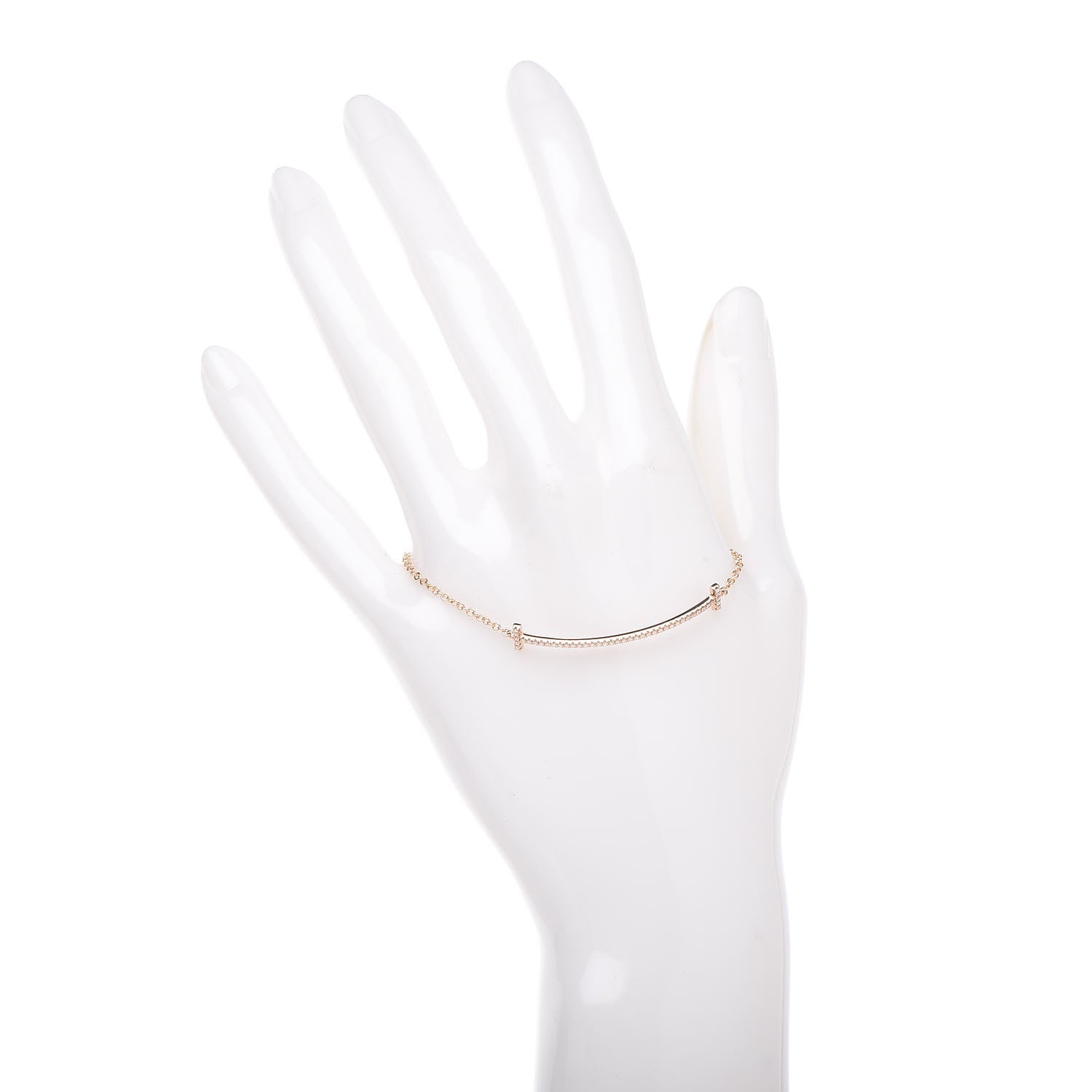 Tiffany 18K Rose Gold Diamond T Smile Bracelet 2 of 5