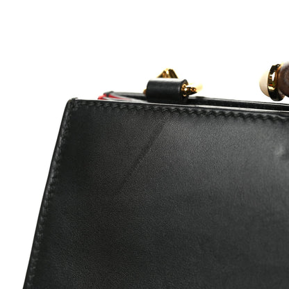 Gucci Nappa Bamboo Web Medium Nymphaea Top Handle Bag Black 11 of 11