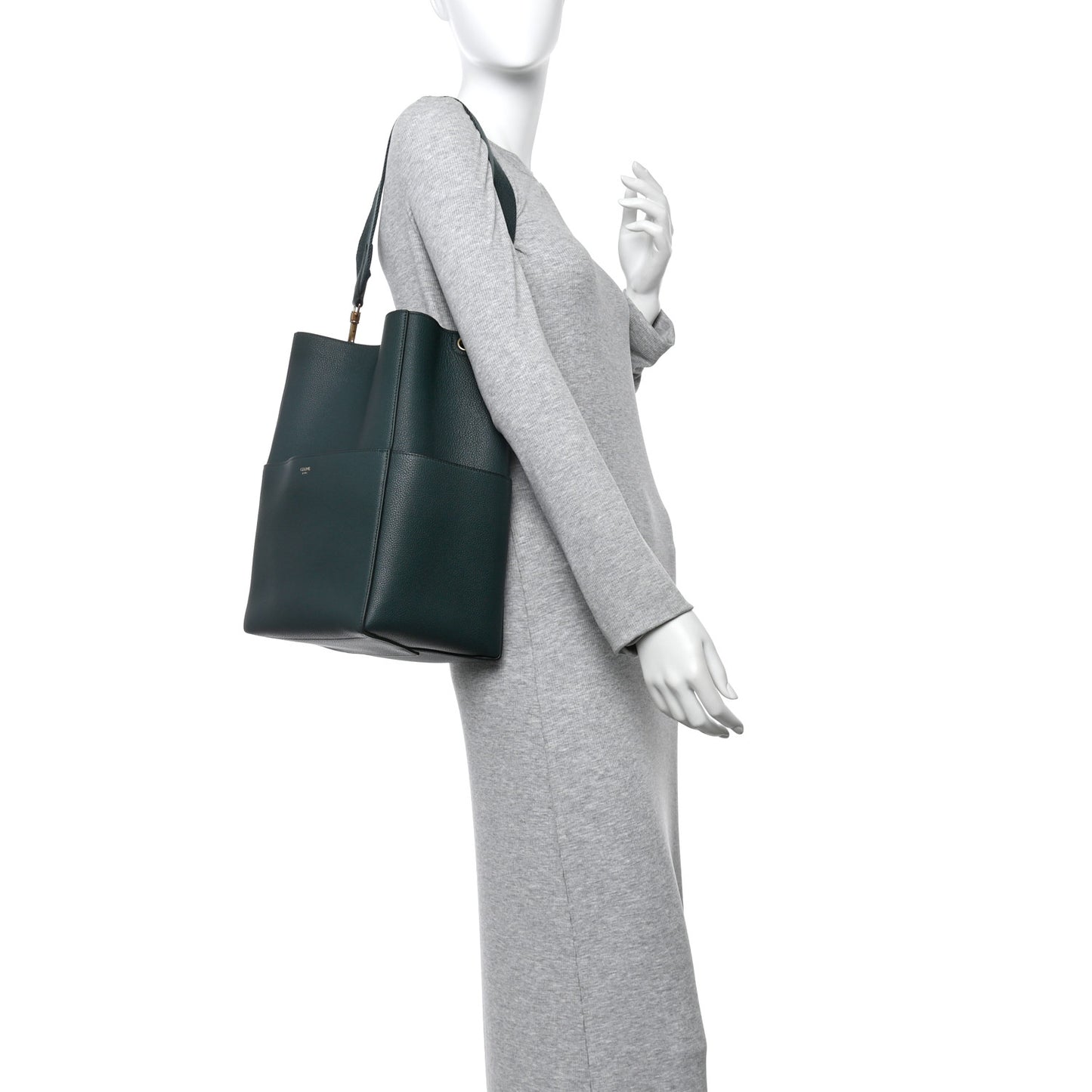 Soft Grained Calfskin Sangle Bucket Bag Amazone