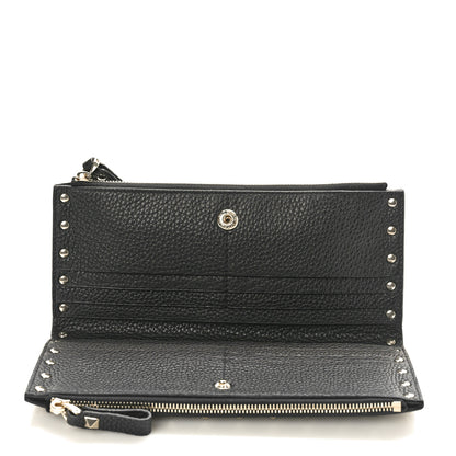 Valentino Garavani Pebbled Calfskin Rockstud Fold Zip Wallet Black 5 of 7