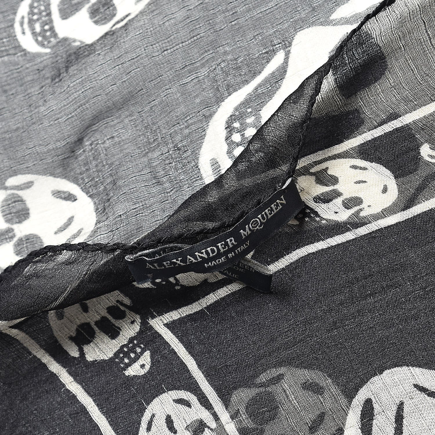 Alexander McQueen Silk Chiffon Skull Scarf Black Ivory 4 of 4