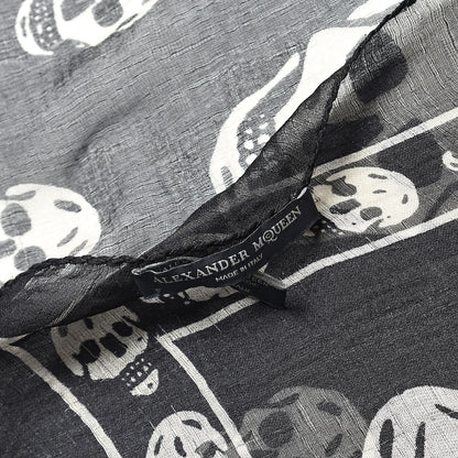 Alexander McQueen Silk Chiffon Skull Scarf Black Ivory 4 of 4