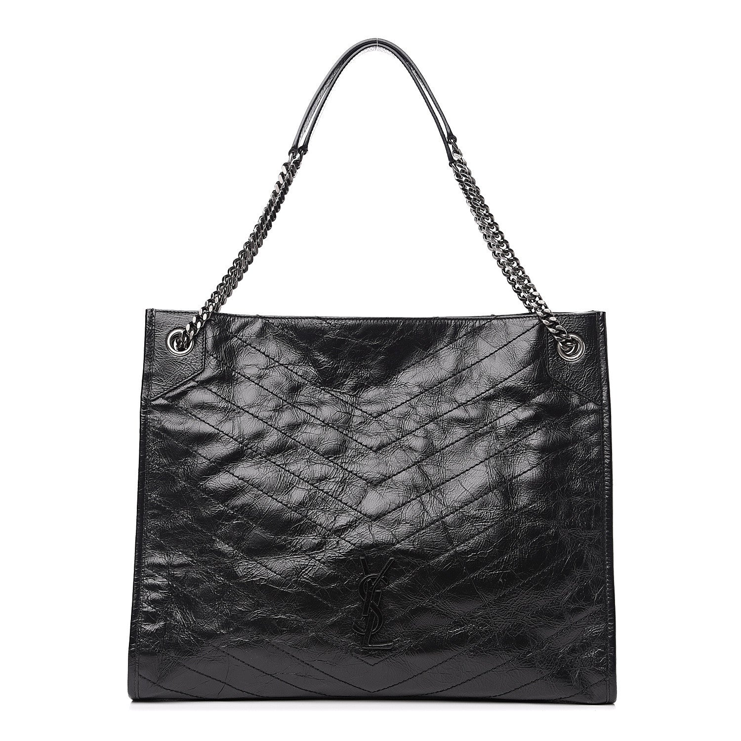 Saint Laurent Crinkled Calfskin Matelasse Monogram Niki Shoulder Bag Black 1 of 9