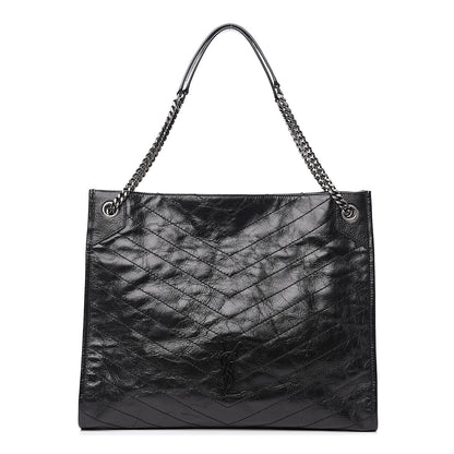 Saint Laurent Crinkled Calfskin Matelasse Monogram Niki Shoulder Bag Black 1 of 9