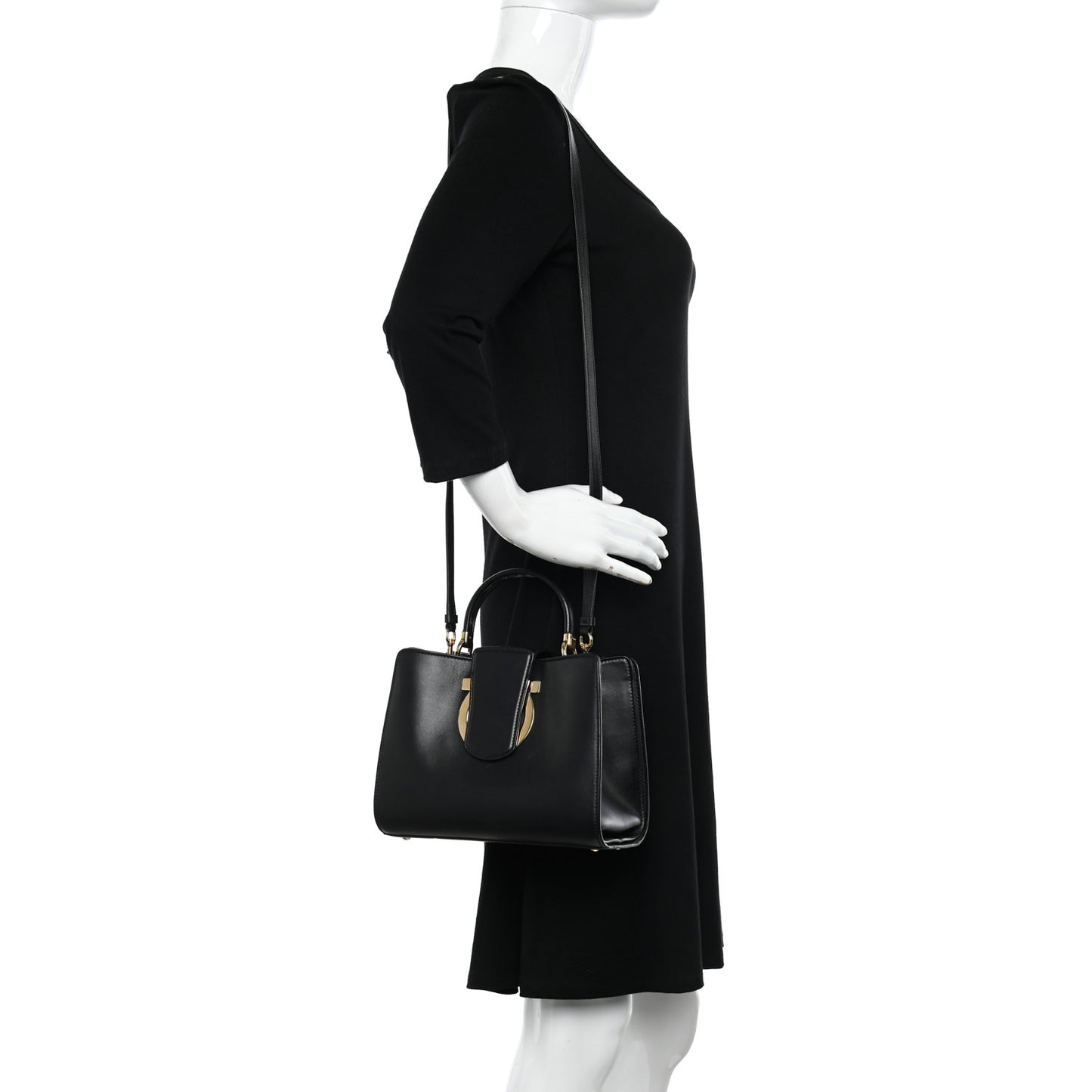 Calfskin Thea Top Handle Bag Black