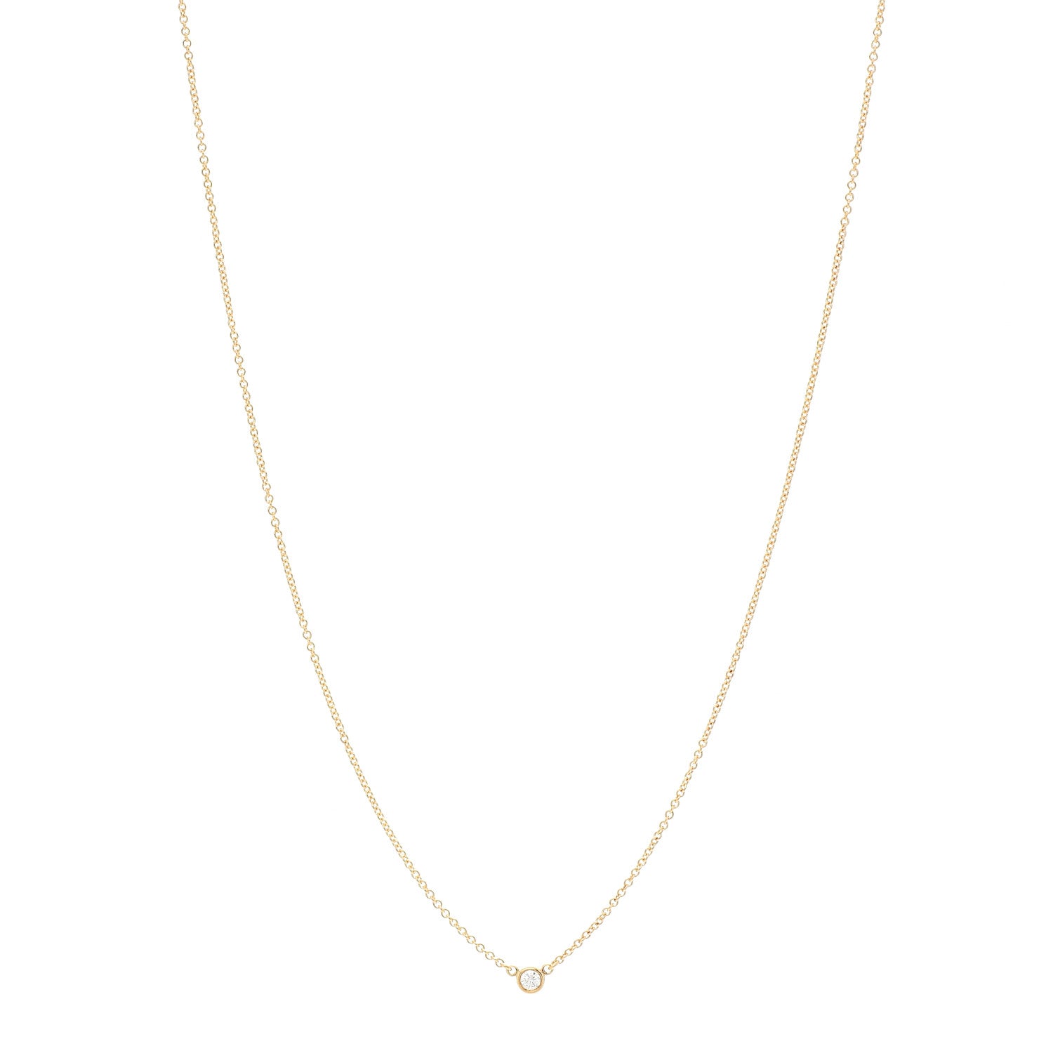 Tiffany 18K Yellow Gold Diamond .05ct Elsa Peretti Diamonds by the Yard Pendant Necklace 1 of 5