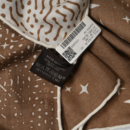 Hermes Silk Cashmere Clair De Lune Shawl 140 Camel White 3 of 5
