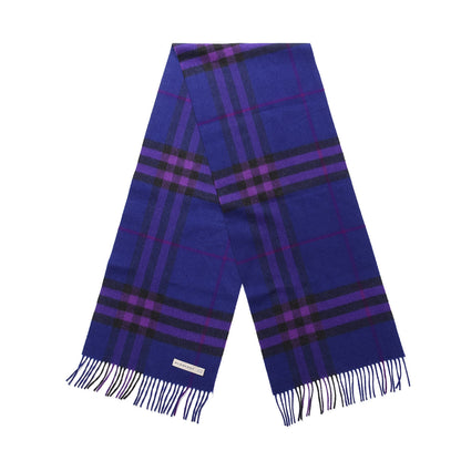 Burberry Cashmere Giant Check Fringe Scarf Purple 2 of 3