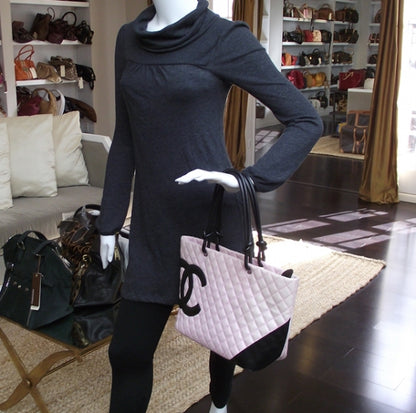 Chanel Calfskin Quilted Large Cambon Tote Pink Black 2 of 10