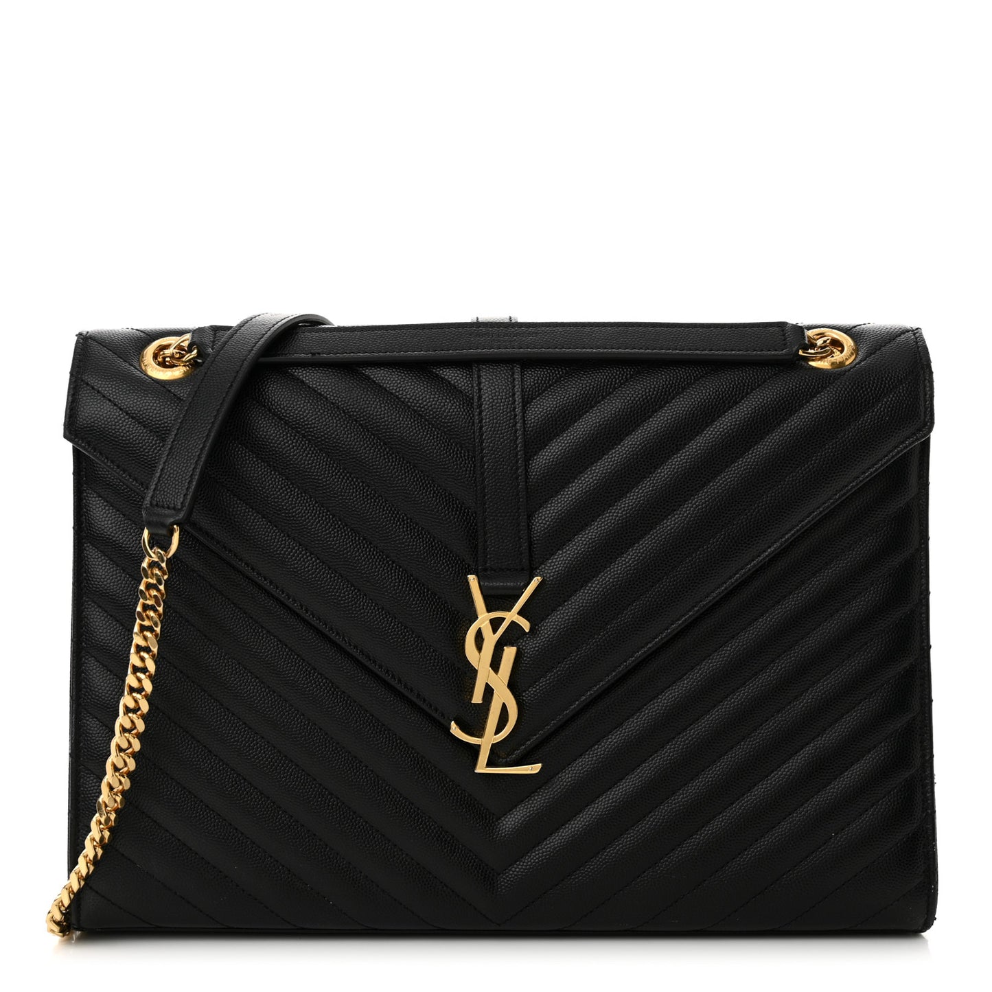 Grain De Poudre Matelasse Chevron Large Monogram Satchel Black
