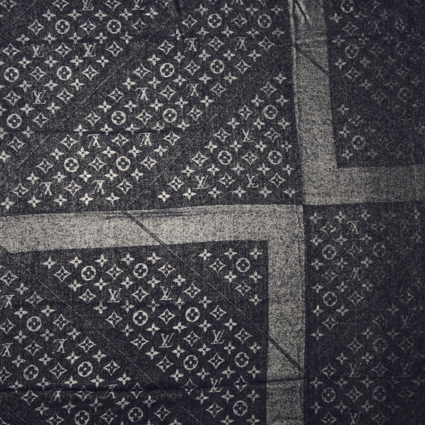 Silk Wool Monogram Rock Shawl Black