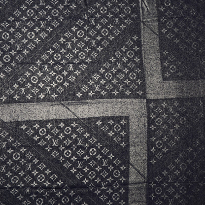 Louis Vuitton Silk Wool Monogram Rock Shawl Black 1 of 5