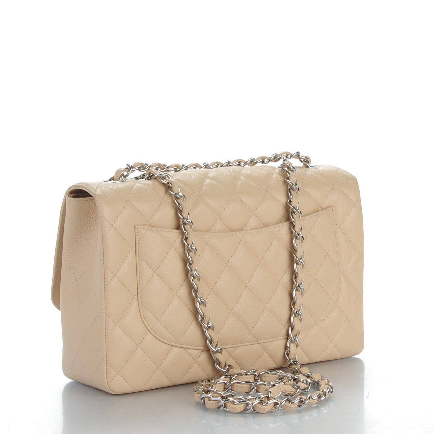 Caviar Quilted Jumbo Single Flap Beige Clair