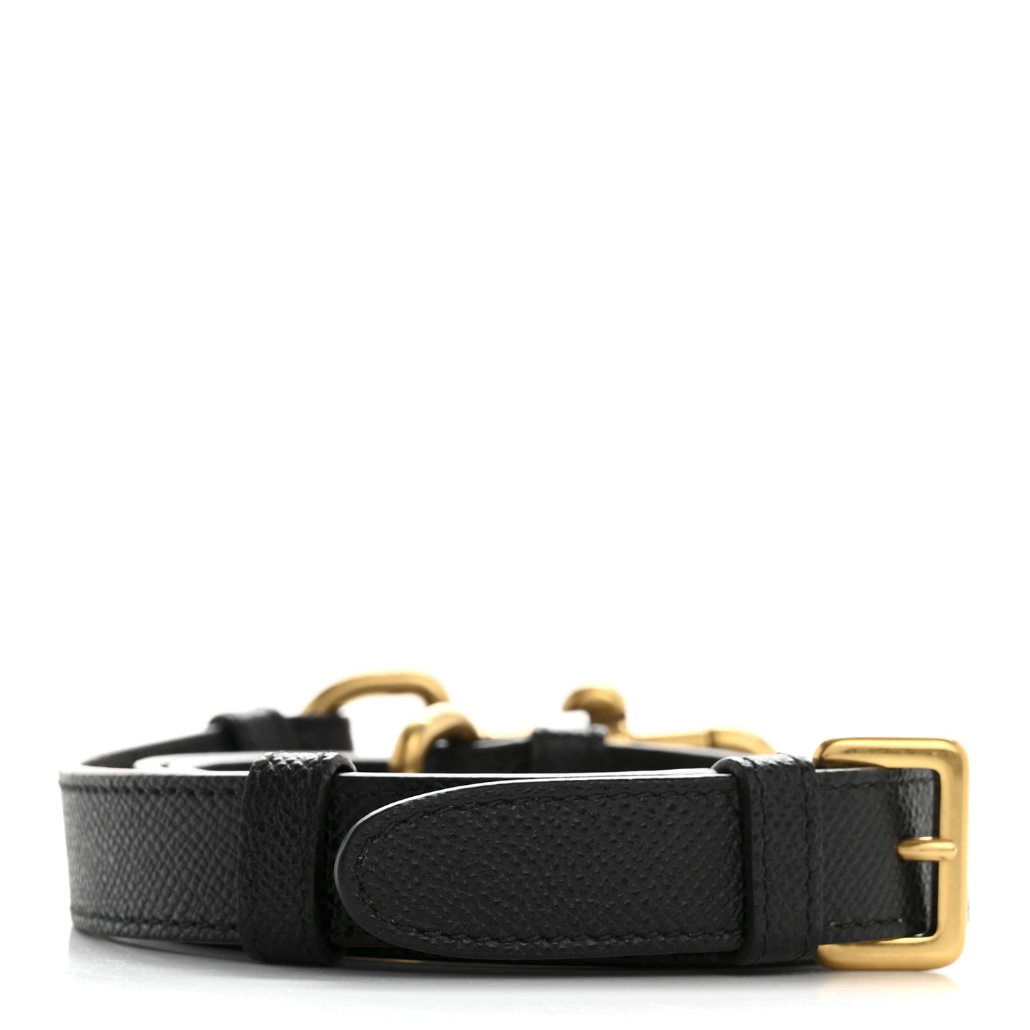 Grained Calfskin Saddle Adjustable Shoulder Strap Black