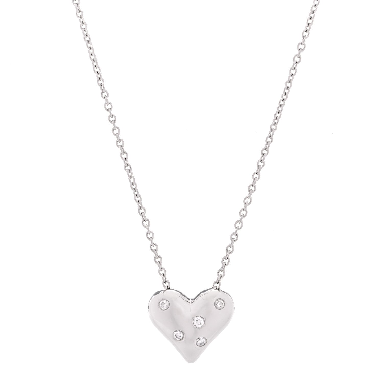 Tiffany Platinum Diamond Etoile Heart Pendant Necklace 1 of 7
