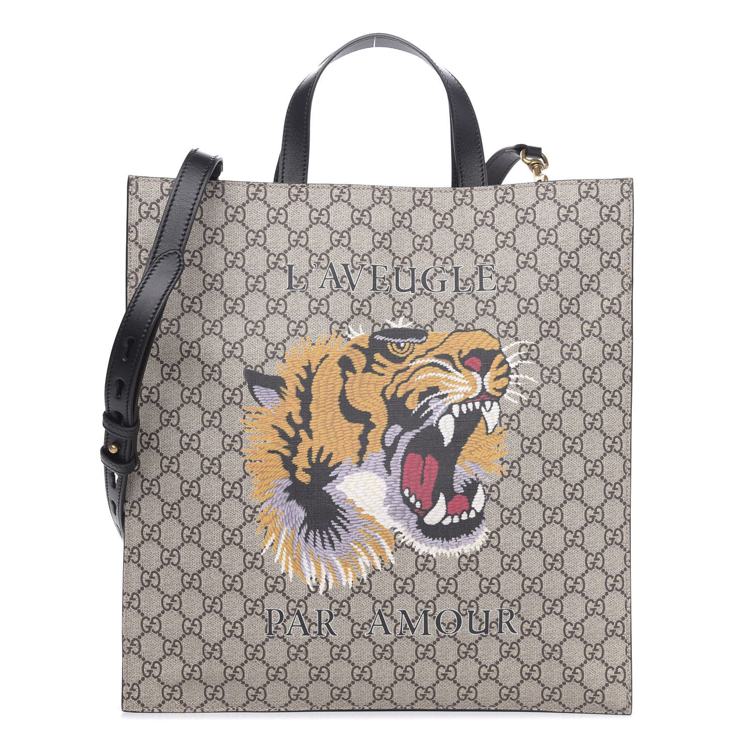 Gucci GG Supreme Monogram L'Aveugle Par Amour Print Vertical Tote Black 1 of 11
