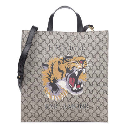 Gucci GG Supreme Monogram L'Aveugle Par Amour Print Vertical Tote Black 1 of 11