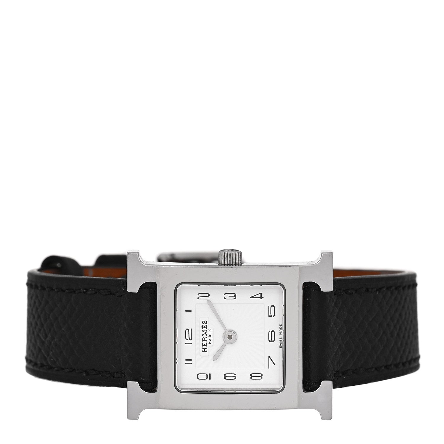 Hermes Stainless Steel Epsom 21mm Heure H Hour Quartz Watch Noir 2 of 5