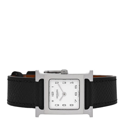 Hermes Stainless Steel Epsom 21mm Heure H Hour Quartz Watch Noir 2 of 5