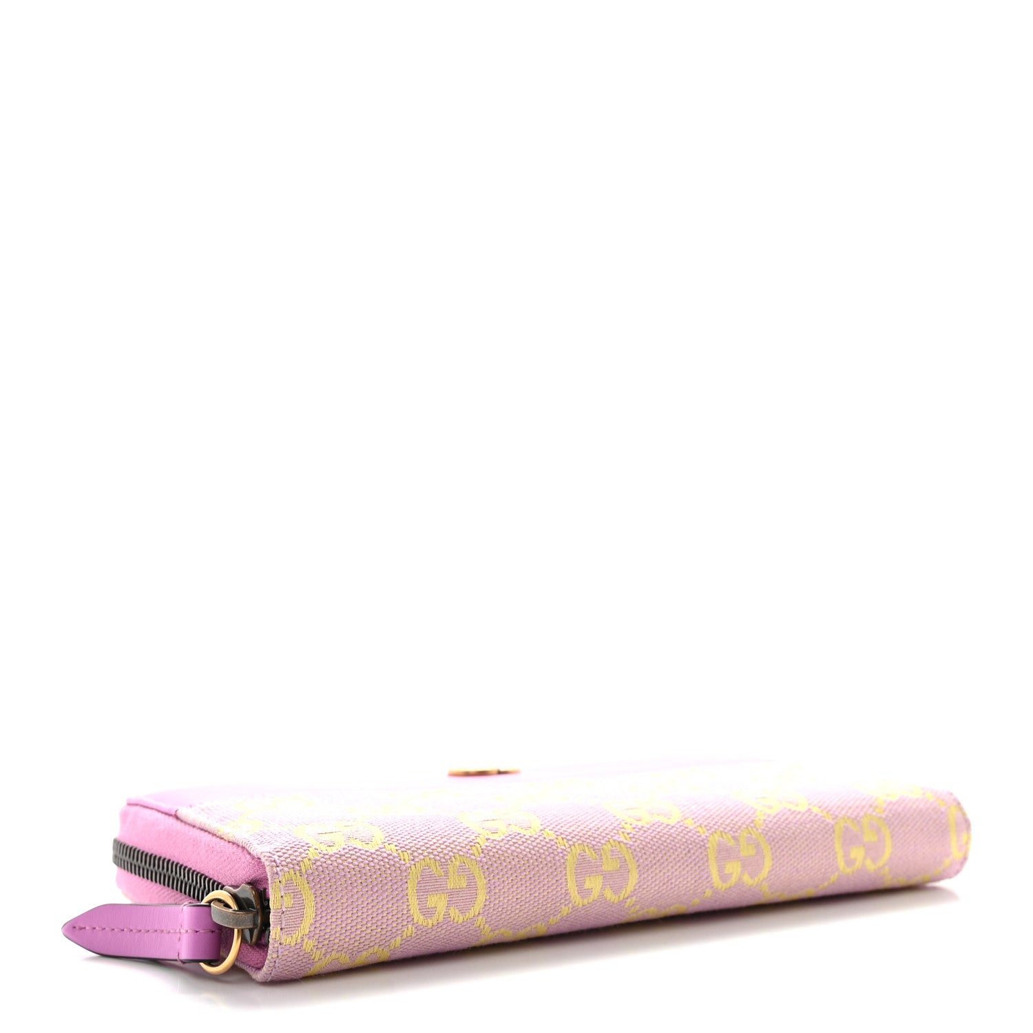 Gucci Calfskin GG Monogram GG Marmont Zip Around Wallet Lilac Yellow 4 of 8