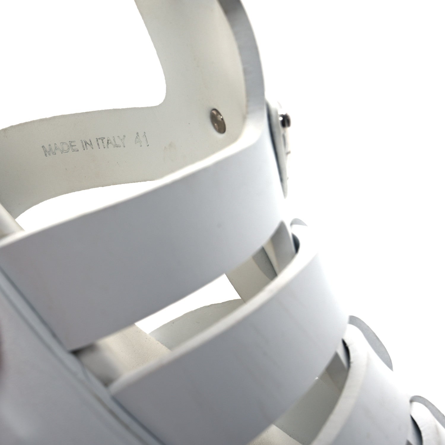 Prada Foam Rubber Metal Triangle Logo Monolith 55mm Cage Sandals 41 White 10 of 16