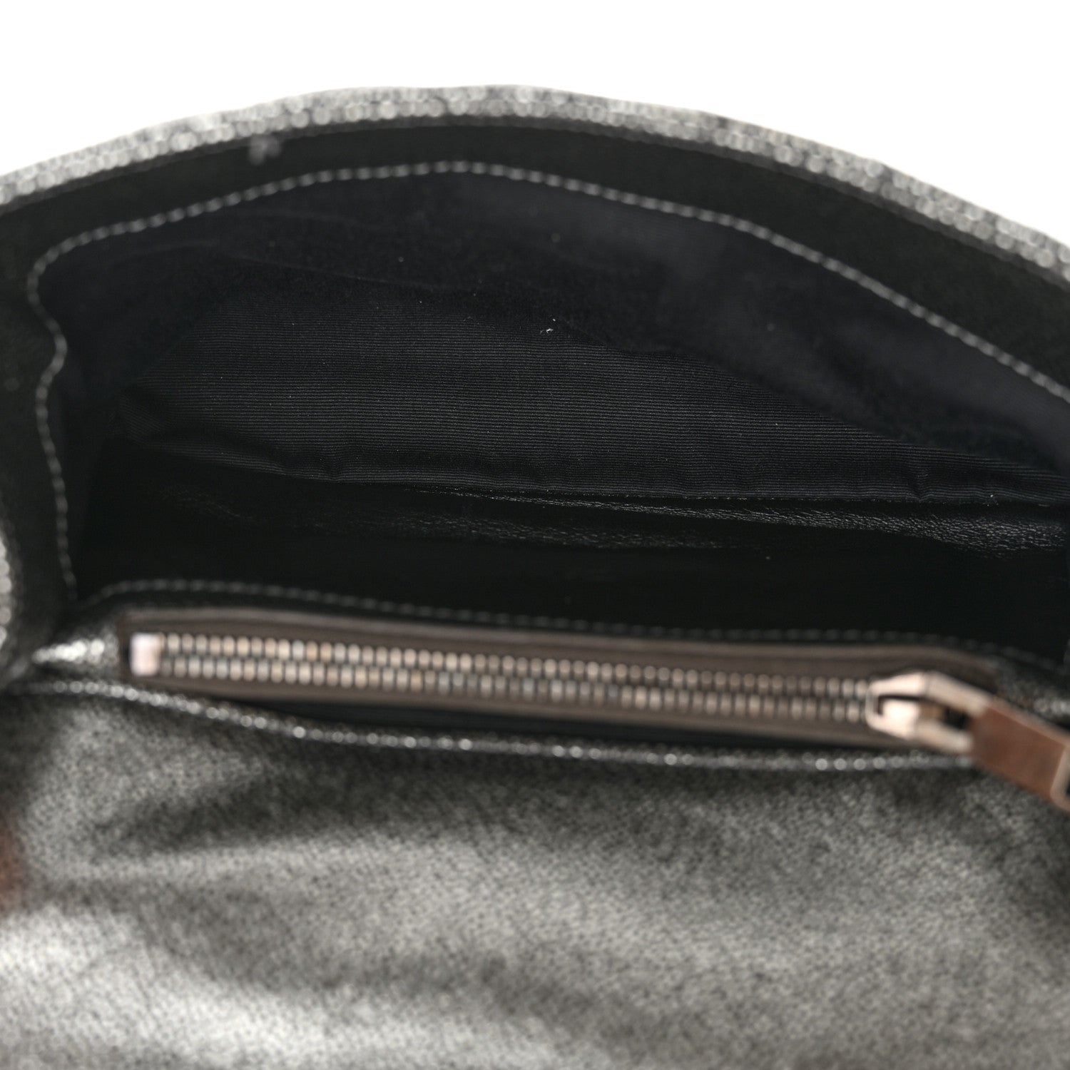 Saint Laurent Metallic Grain De Poudre Matelasse Chevron Monogram Medium College Bag Gunmetal 5 of 10