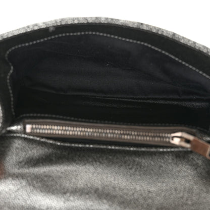 Saint Laurent Metallic Grain De Poudre Matelasse Chevron Monogram Medium College Bag Gunmetal 5 of 10