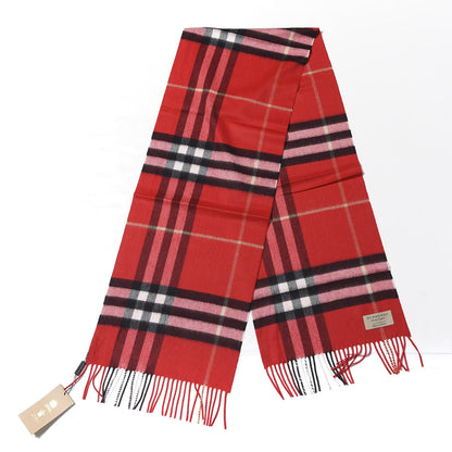 Burberry Cashmere Giant Check Fringe Scarf Military Red 2 of 4