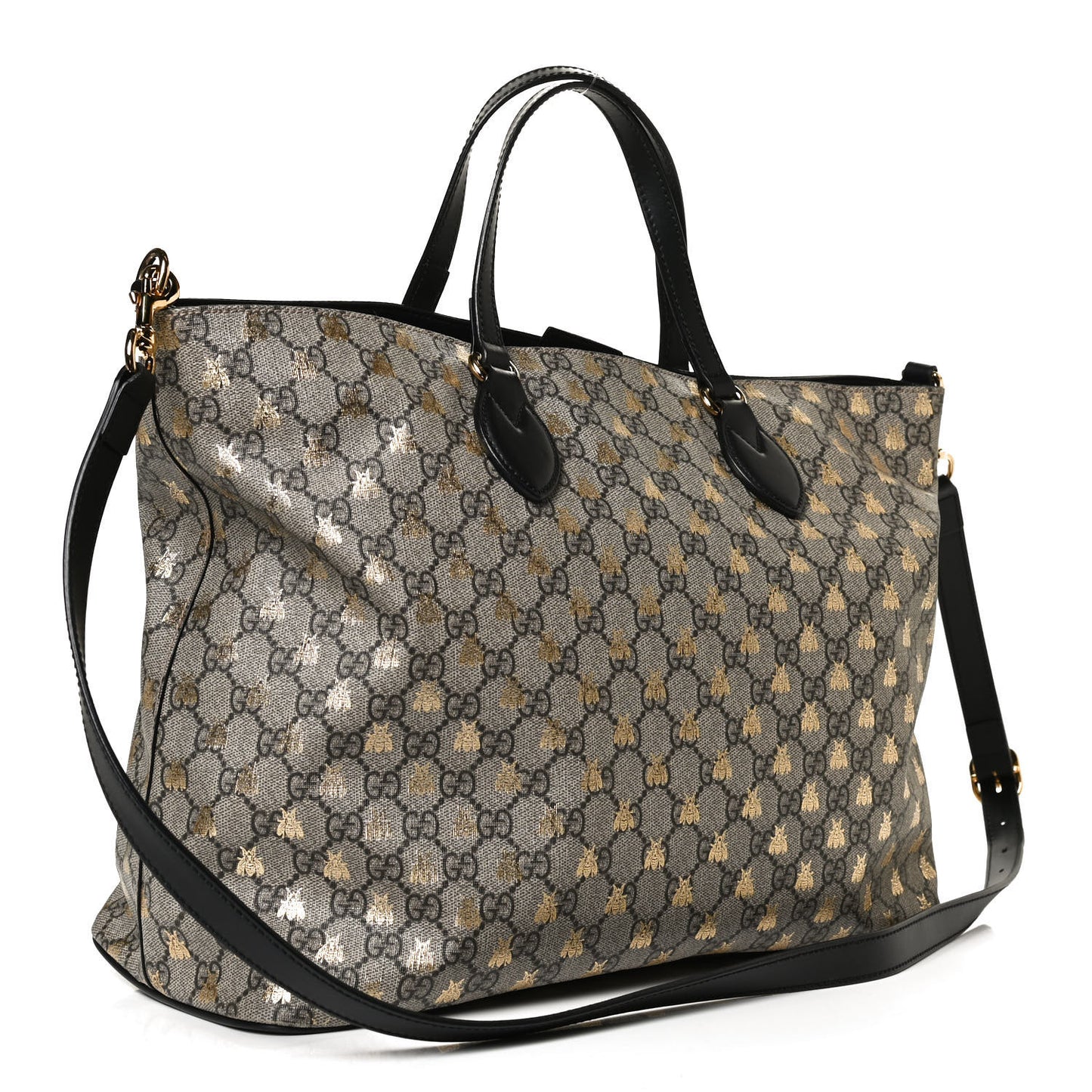 Soft GG Supreme Monogram Bees Medium Crossbody Tote Beige Oro Black