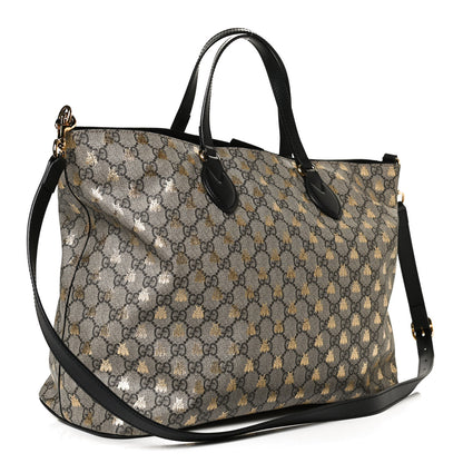 Gucci Soft GG Supreme Monogram Bees Medium Crossbody Tote Beige Oro Black 2 of 13