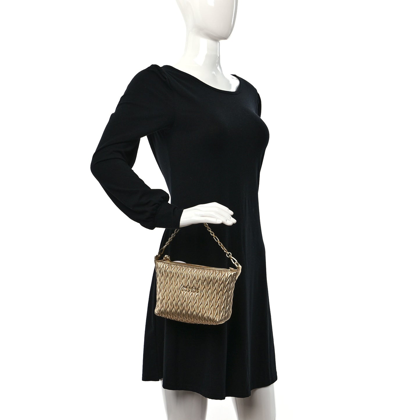 Metallic Nappa Matelasse Chain Shoulder Bag Platino