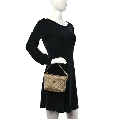 Miu Miu Metallic Nappa Matelasse Chain Shoulder Bag Platino 3 of 8