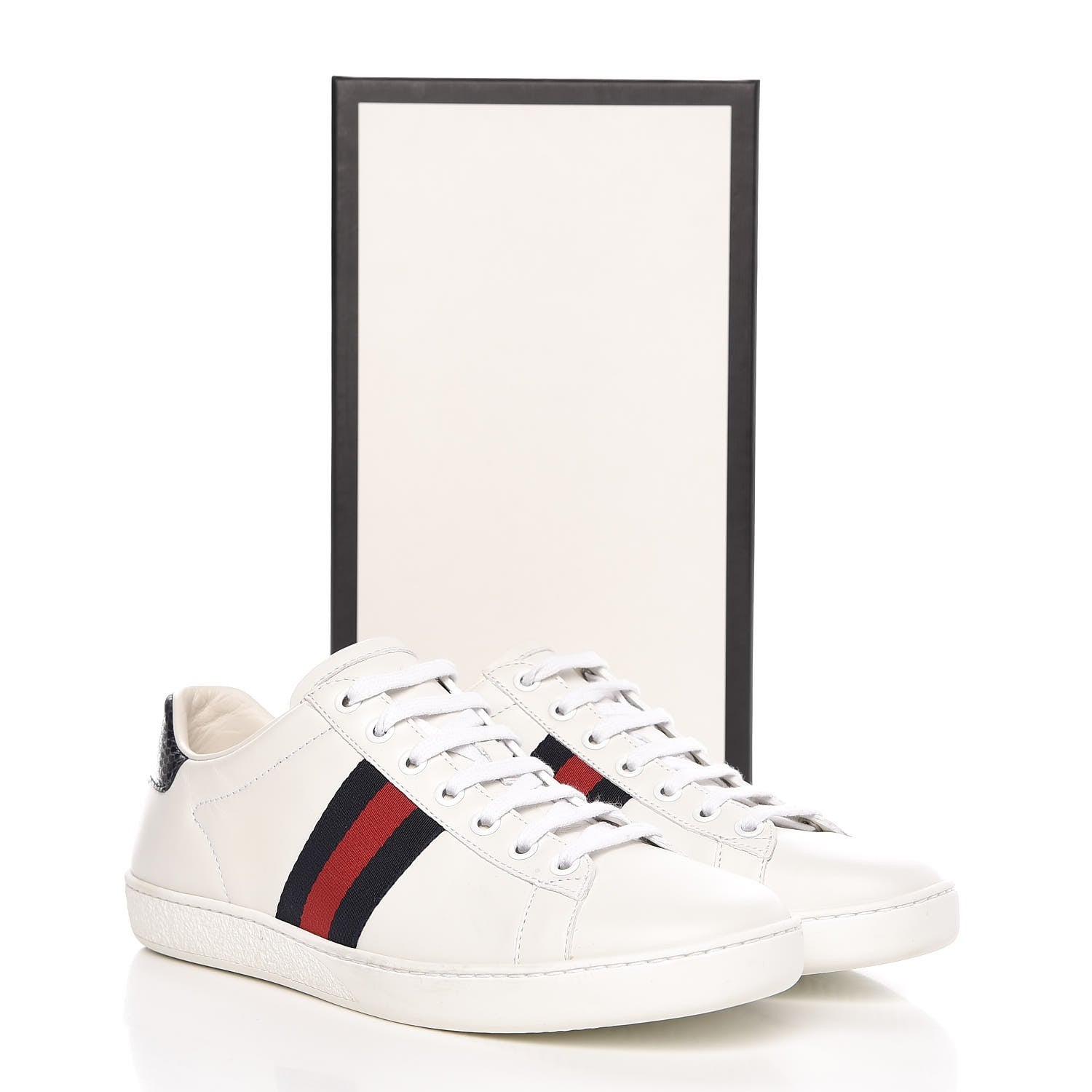 Gucci Calfskin Ayers Web Ace Sneakers 38 White Blue 9 of 9