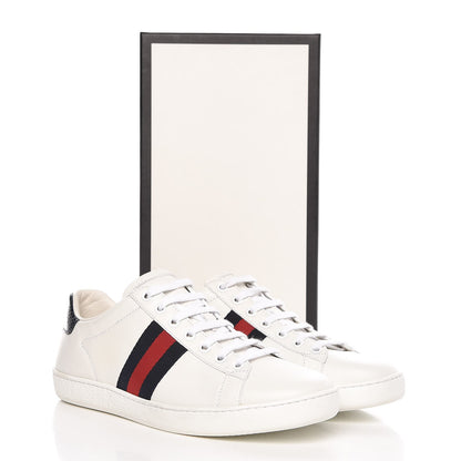 Gucci Calfskin Ayers Web Ace Sneakers 38 White Blue 9 of 9