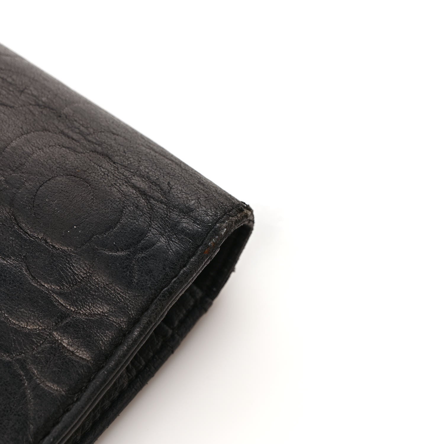 Chanel Lambskin Camellia Embossed Yen Wallet Black 10 of 12