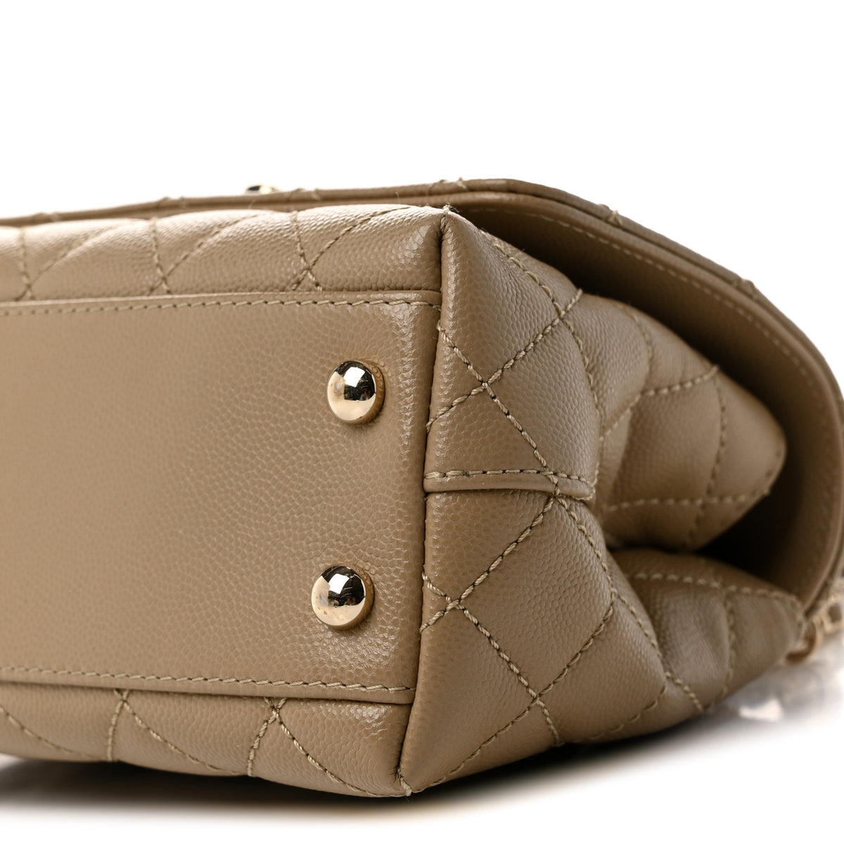 Caviar Lizard Embossed Quilted Extra Mini Coco Handle Flap Dark Beige