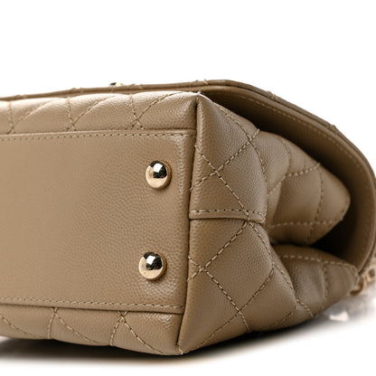Chanel Caviar Lizard Embossed Quilted Extra Mini Coco Handle Flap Dark Beige 10 of 10