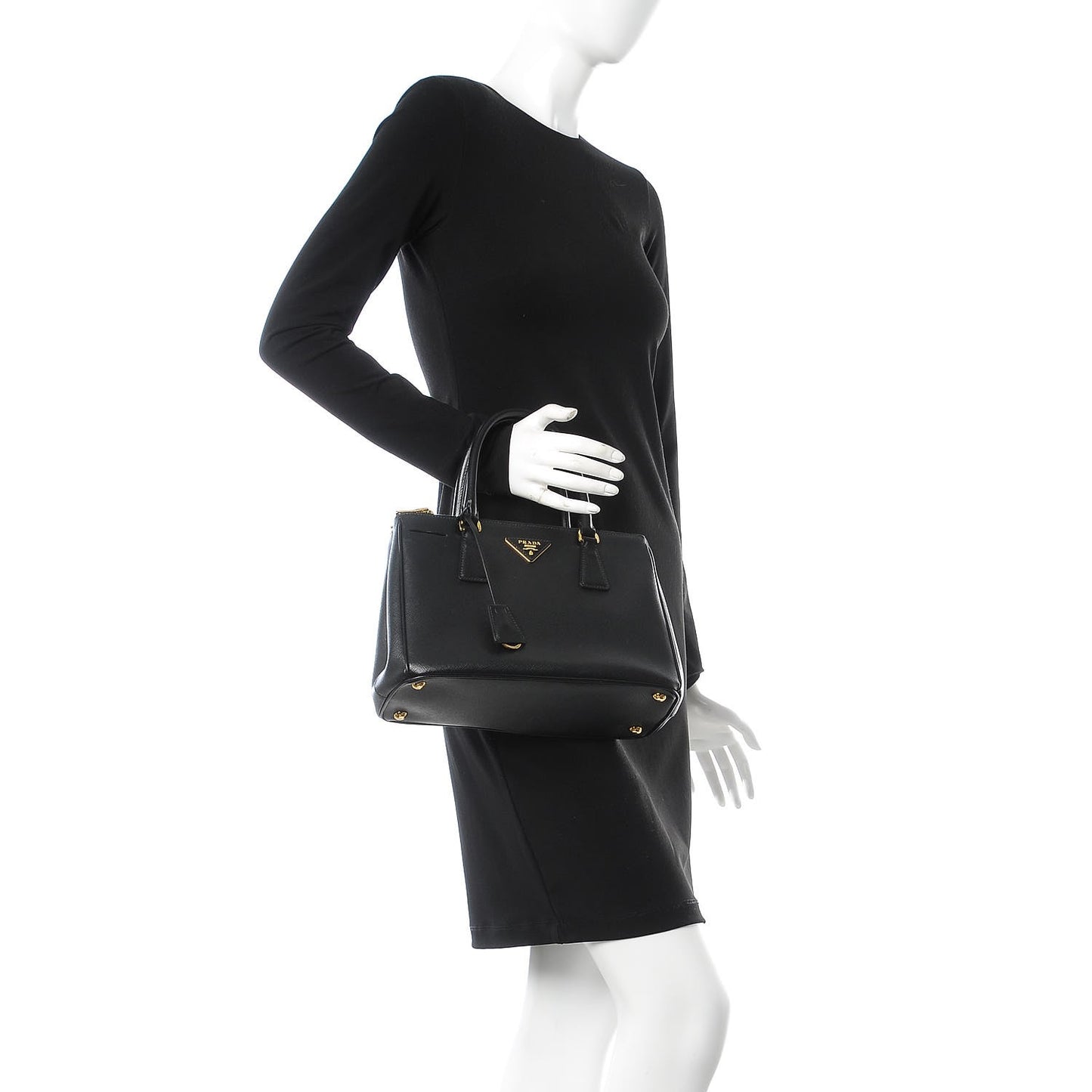 Saffiano Small Galleria Double Zip Tote Black