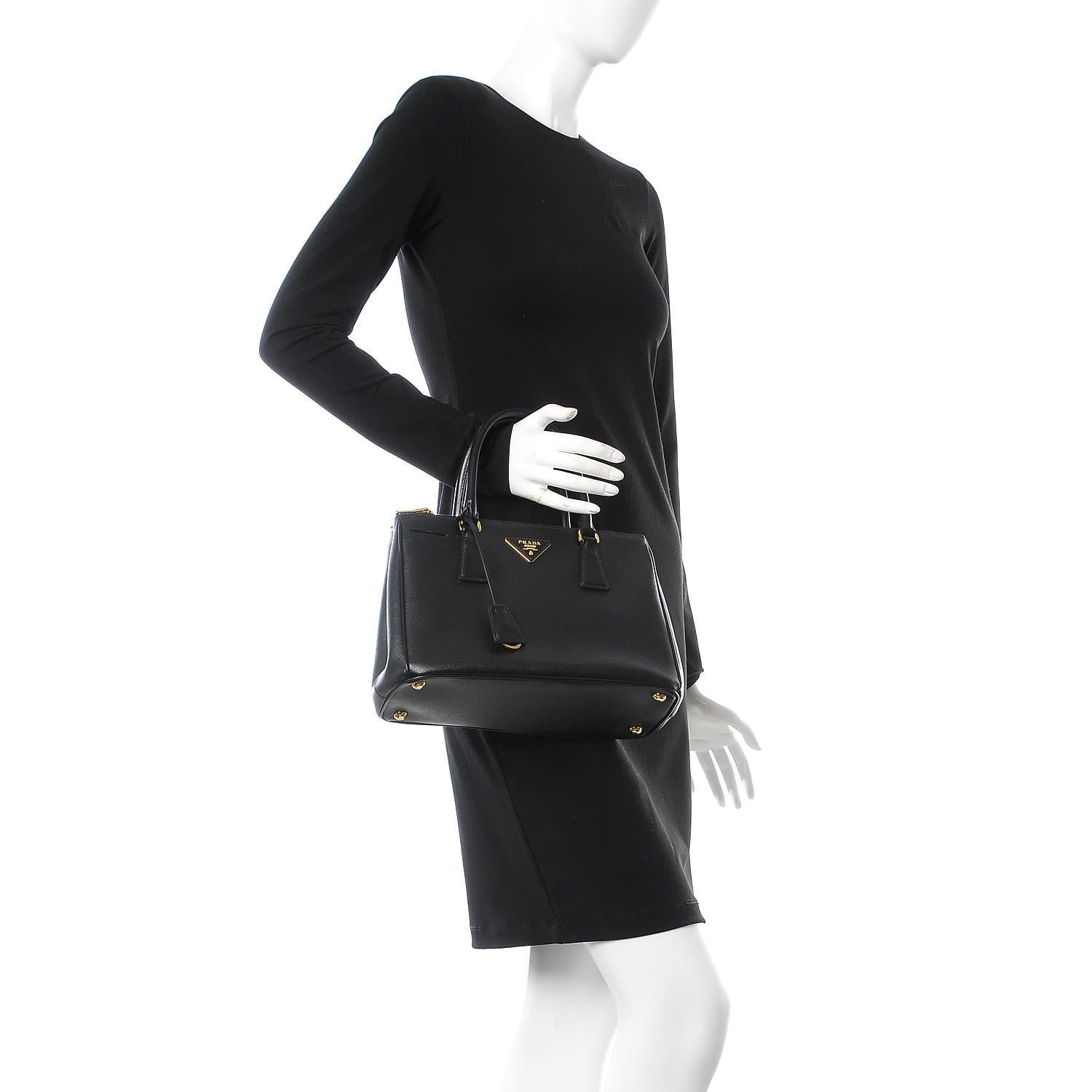 Prada Saffiano Small Galleria Double Zip Tote Black 3 of 10