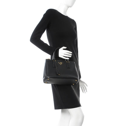 Prada Saffiano Small Galleria Double Zip Tote Black 3 of 10