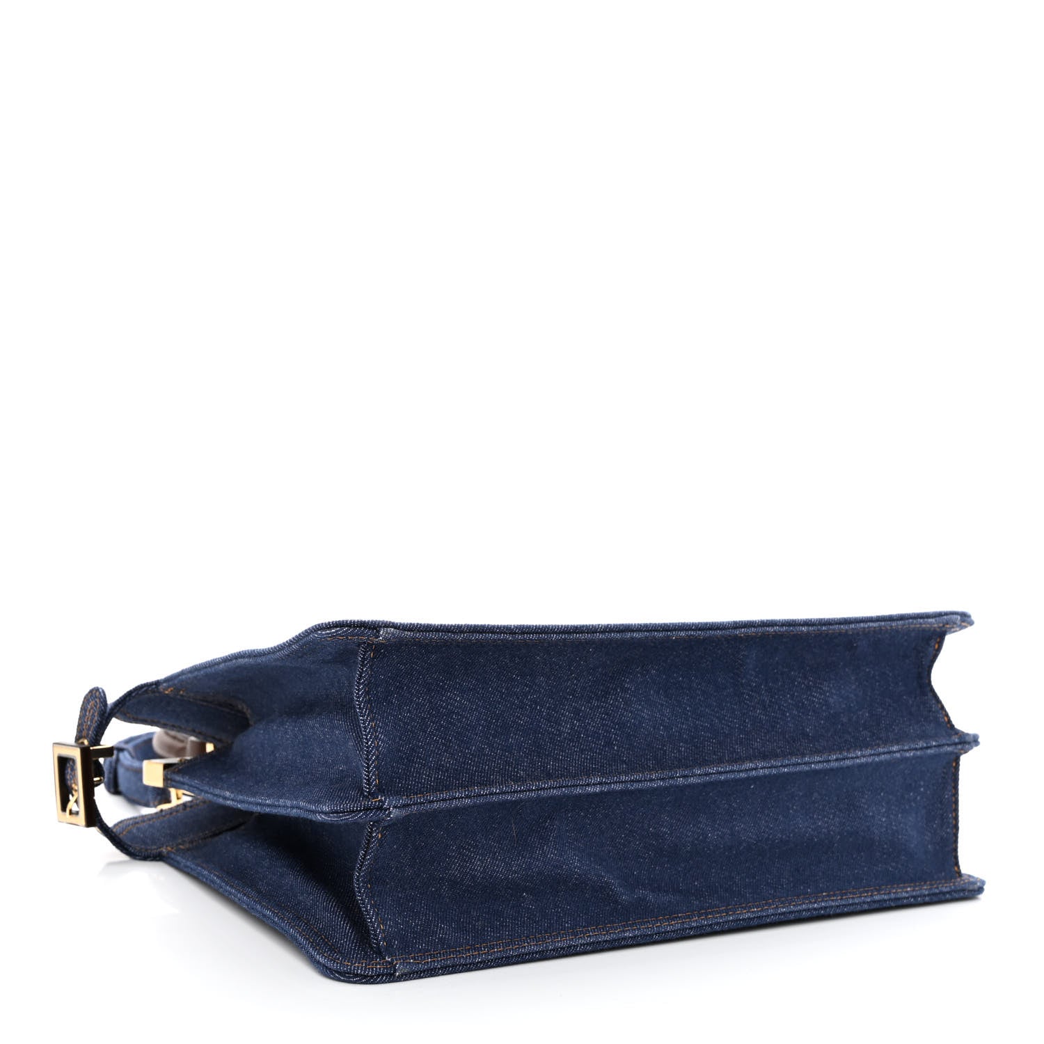 Fendi Denim Fabric Jacquard Cuoio FF 1974 Medium Peekaboo I SEE U Satchel Blue Tobacco Moro 4 of 11