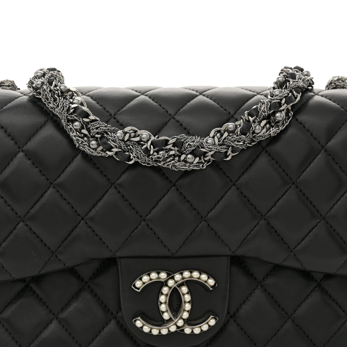 Lambskin Medium Westminster Pearl Flap Black