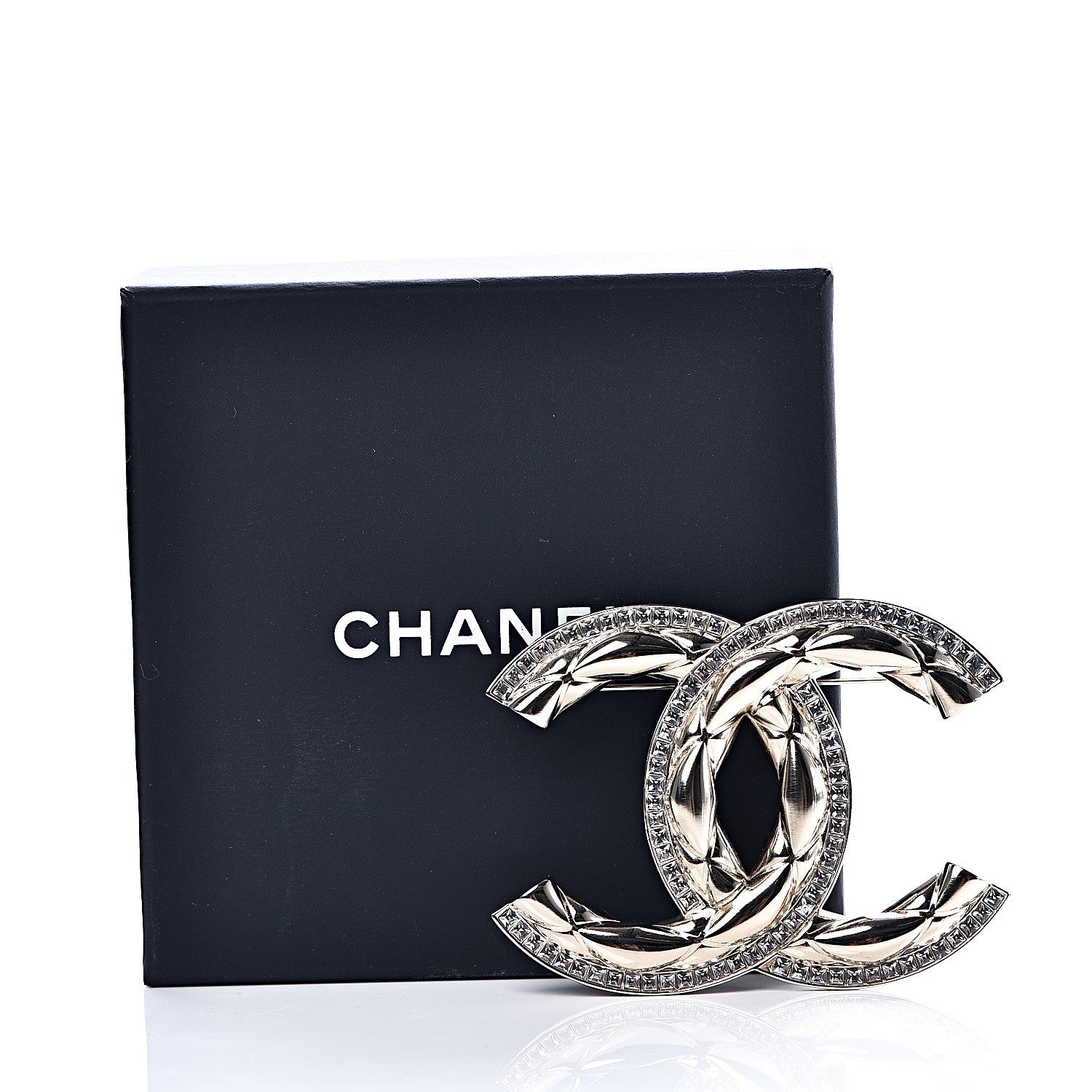 Chanel Baguette Crystal Quilted Vintage Allure CC Brooch Gold 4 of 4