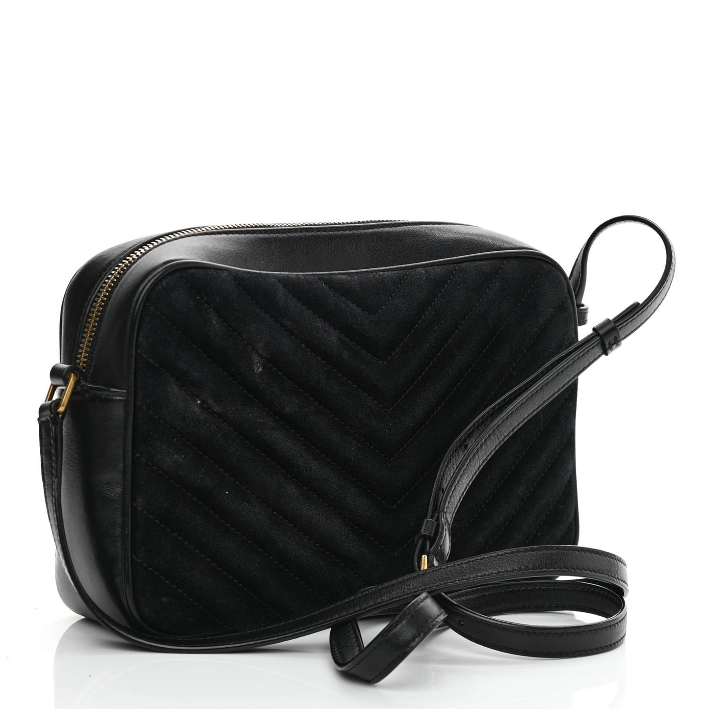 Suede Calfskin Monogram Lou Camera Bag Black