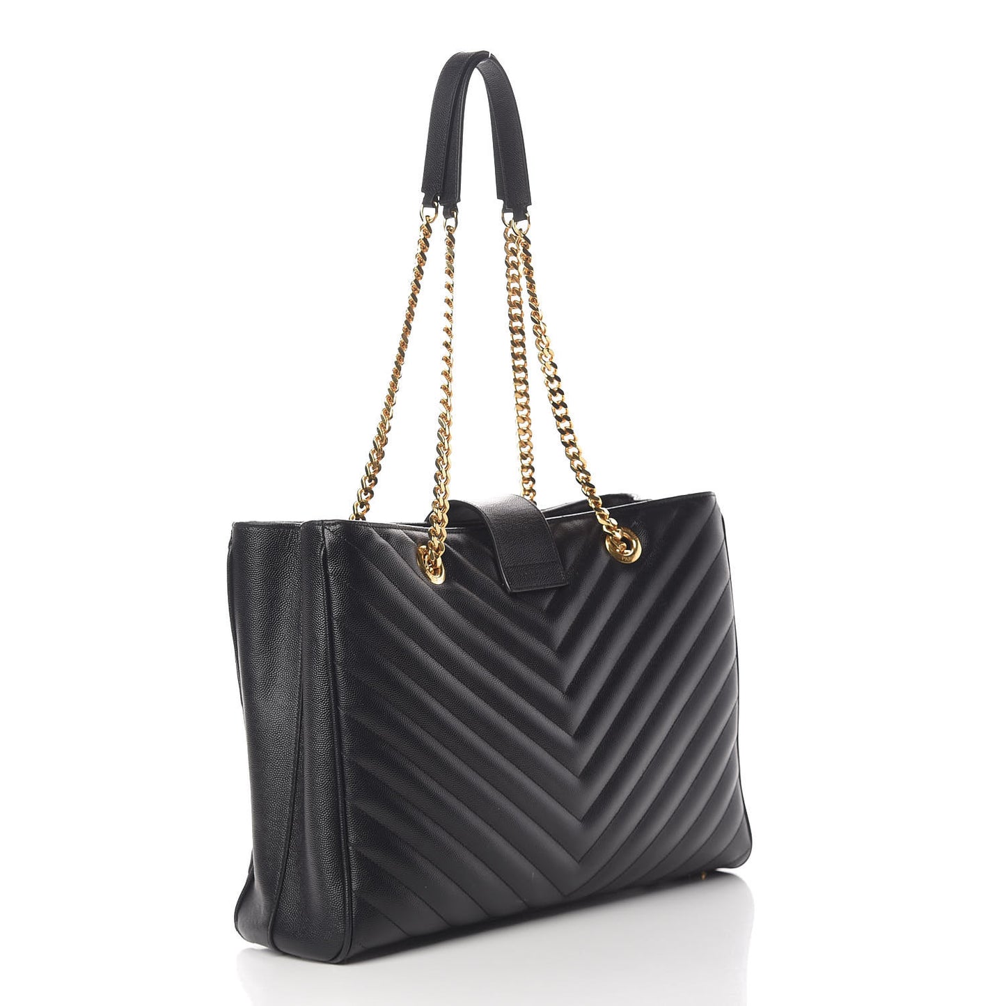 Grain De Poudre Matelasse Chevron Monogram Shopping Bag Black