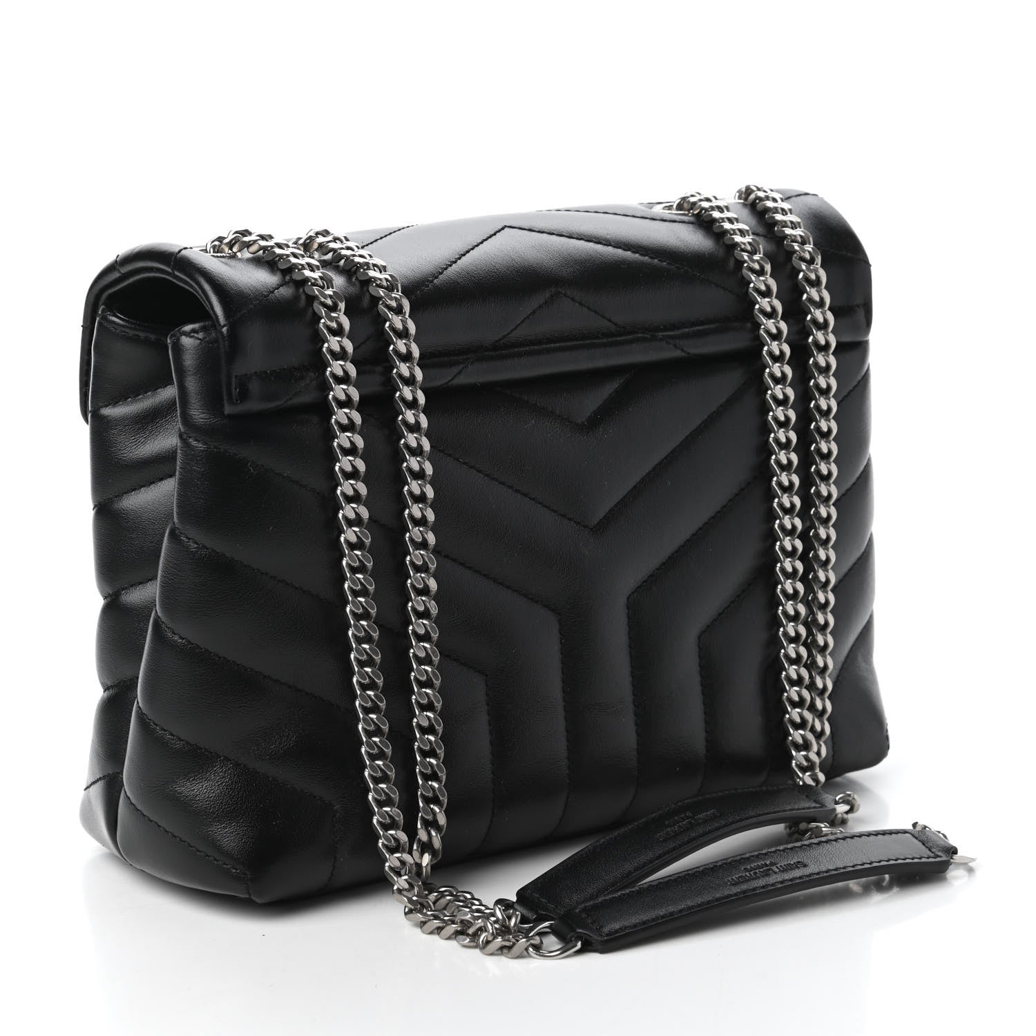 Saint Laurent Calfskin Y Quilted Monogram Small Loulou Chain Satchel Black 3 of 10