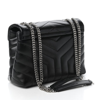 Saint Laurent Calfskin Y Quilted Monogram Small Loulou Chain Satchel Black 3 of 10